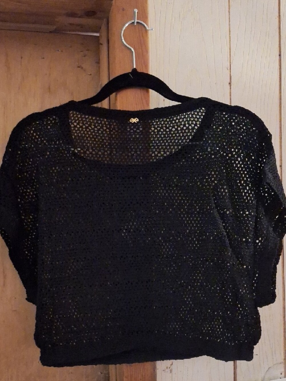 PQ Swim Black Crochet Crop Top Coverup - Picture 3 of 3
